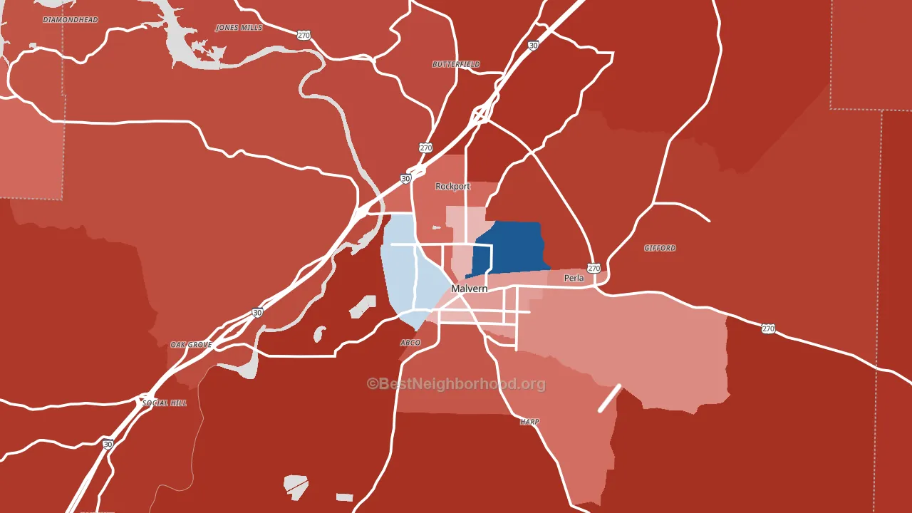 Malvern, AR block-group political-lean map