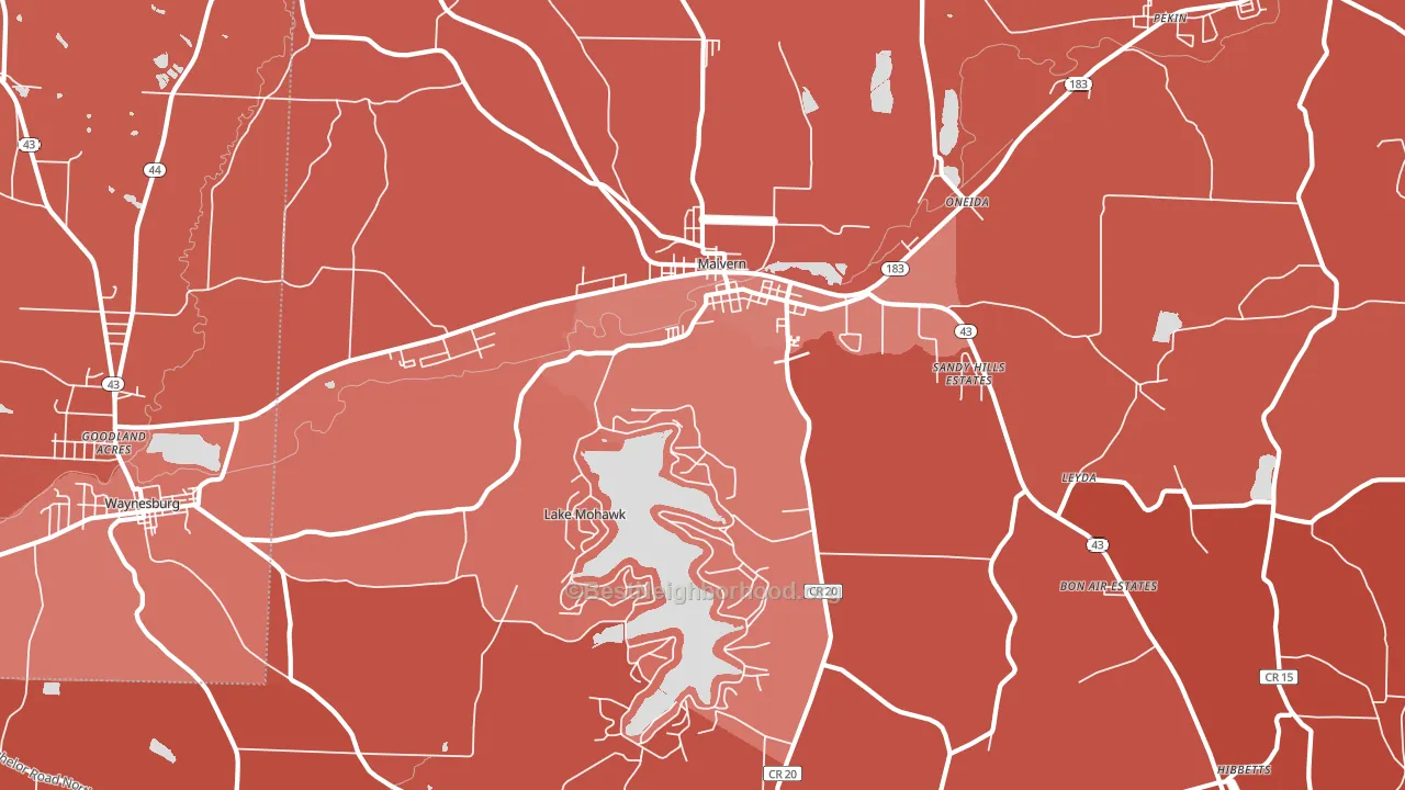 Malvern, OH block-group political-lean map