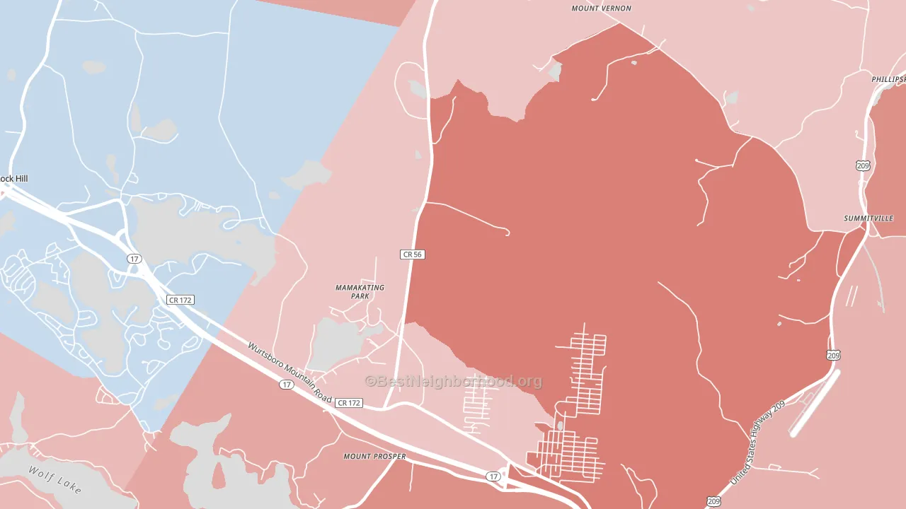 Mamakating Park, NY block-group political-lean map