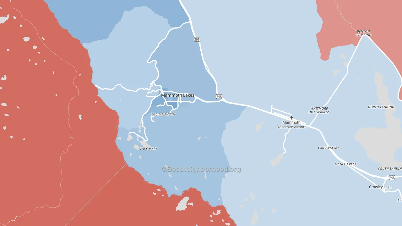 Mammoth Lakes, CA block-group political-lean map