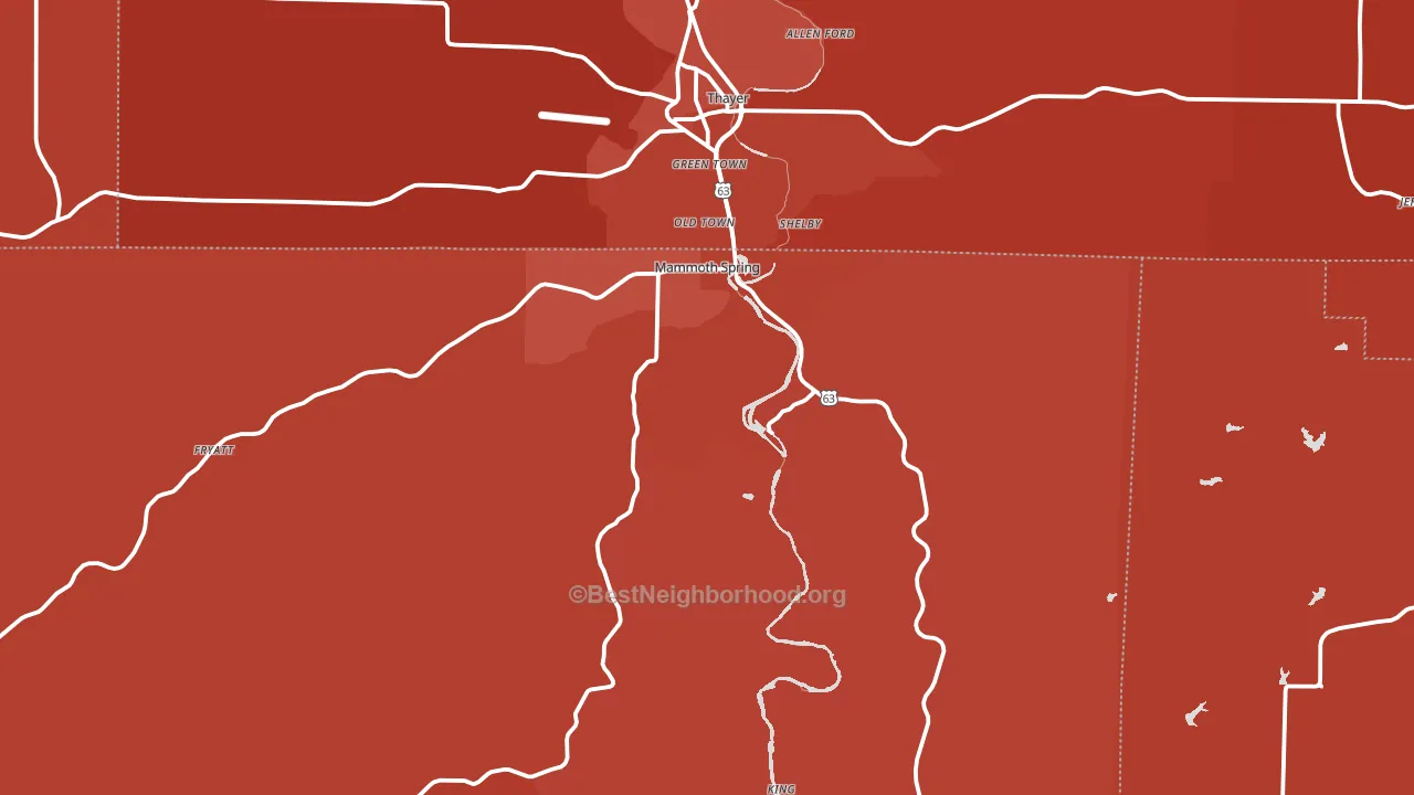 Mammoth Spring, AR block-group political-lean map