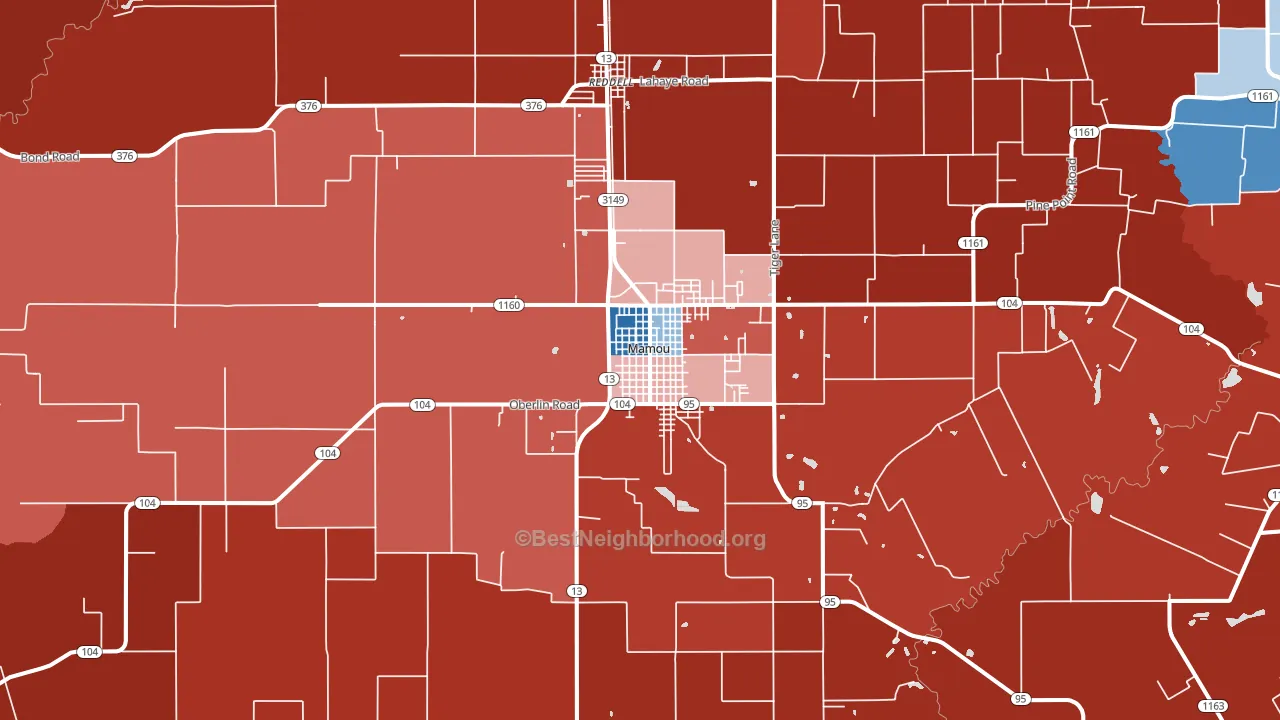 Mamou, LA block-group political-lean map