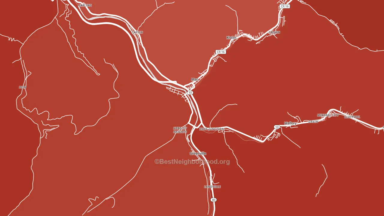 Man, WV block-group political-lean map