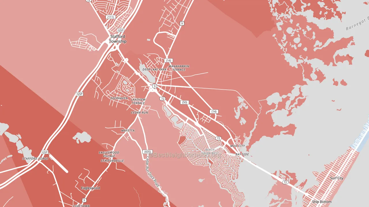 Manahawkin, NJ block-group political-lean map