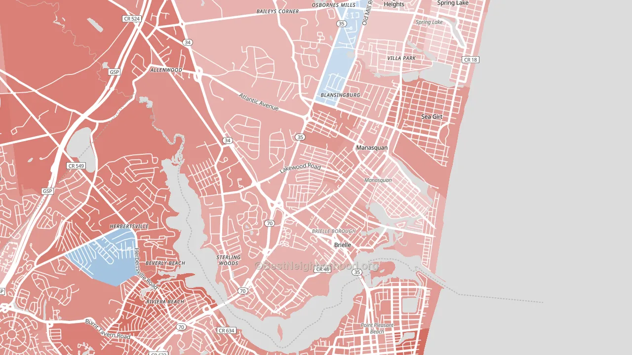 Manasquan, NJ block-group political-lean map