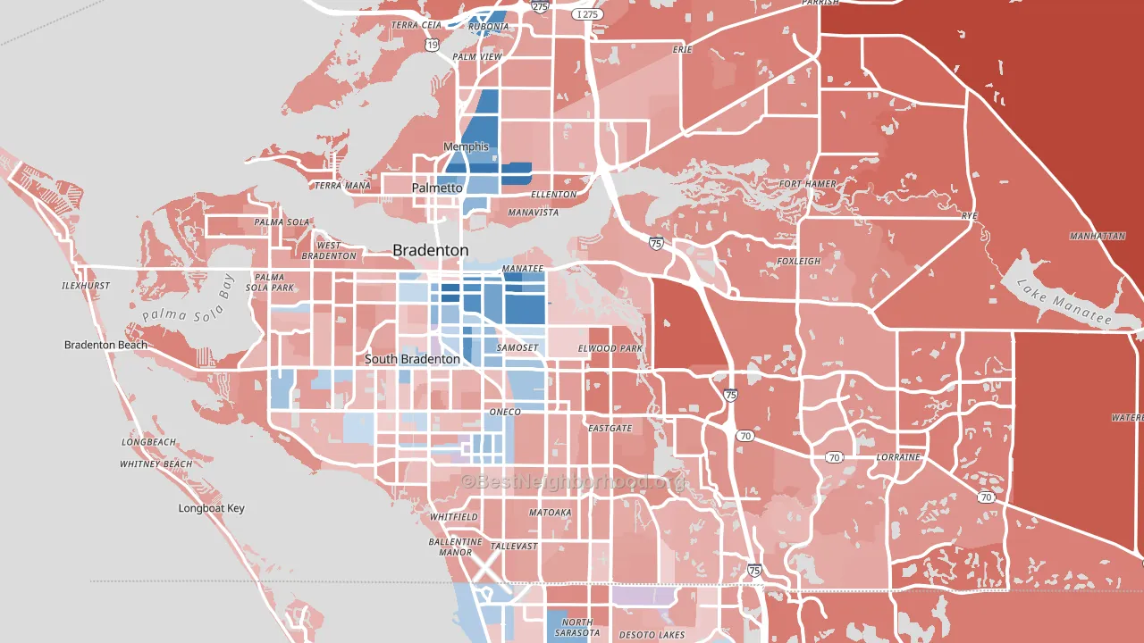 Manatee County, FL block-group political-lean map
