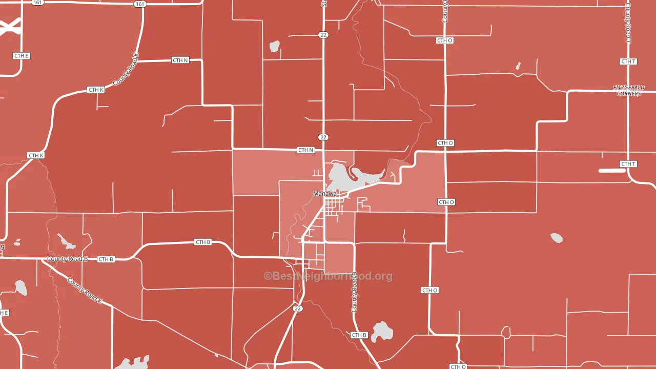 Manawa, WI block-group political-lean map