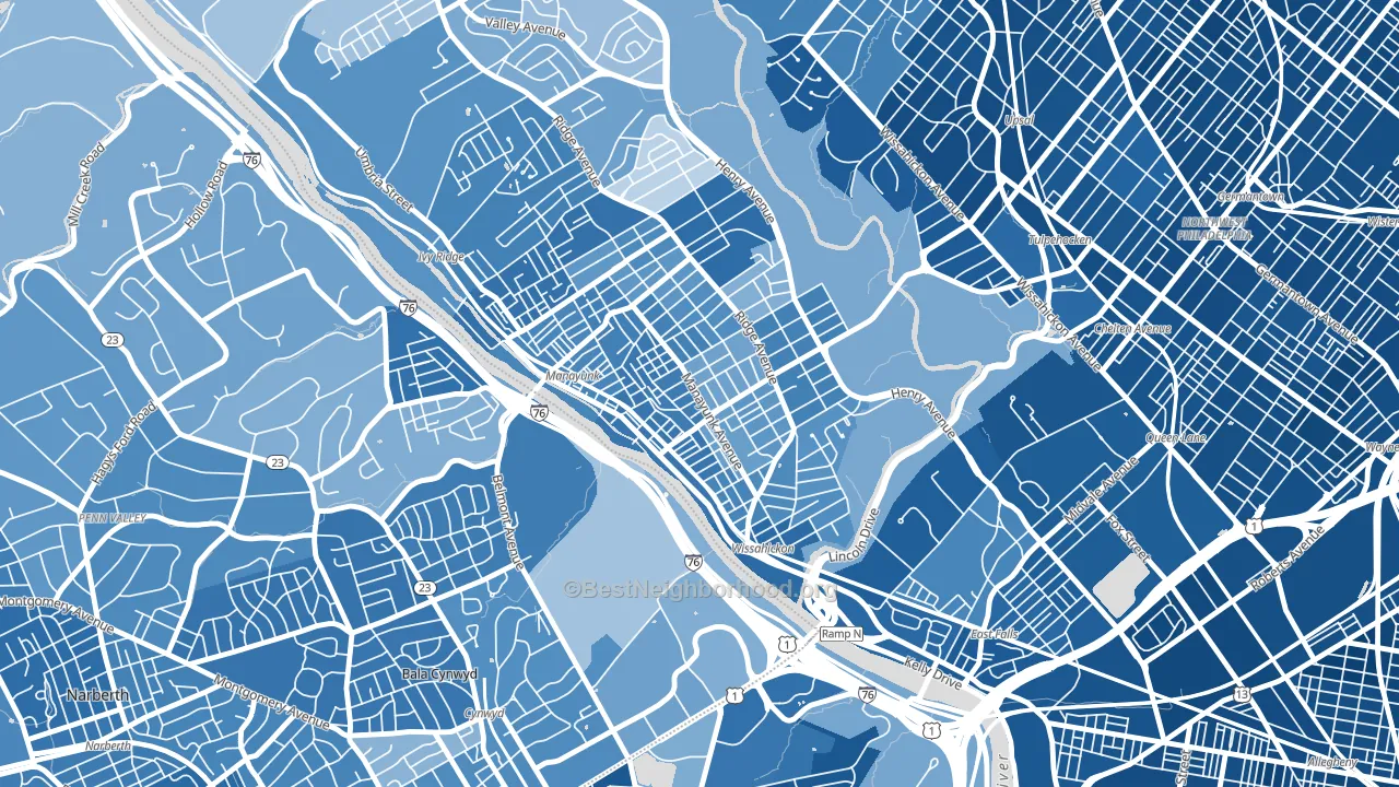Manayunk, Philadelphia, PA block-group political-lean map