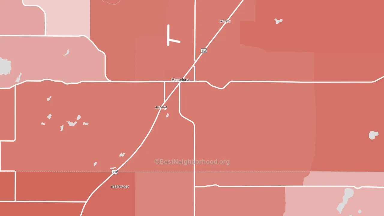 Mancelona, MI block-group political-lean map