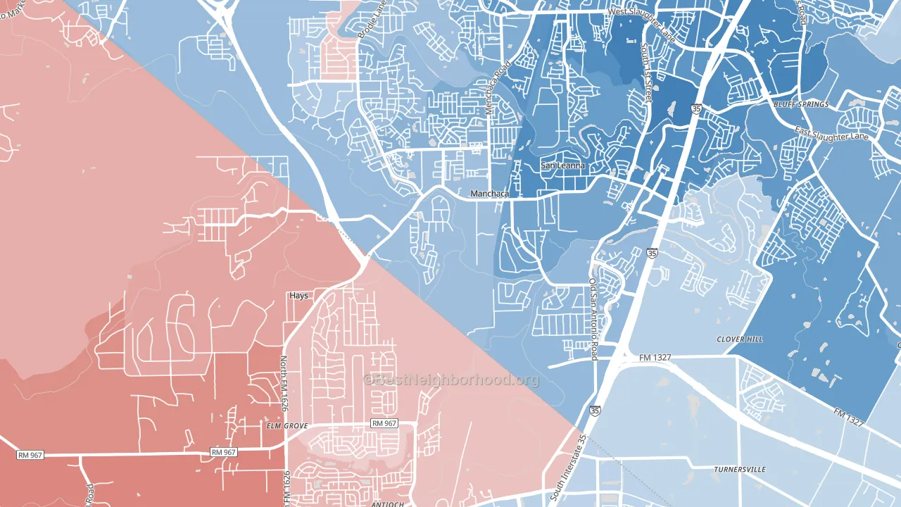 Manchaca, TX block-group political-lean map