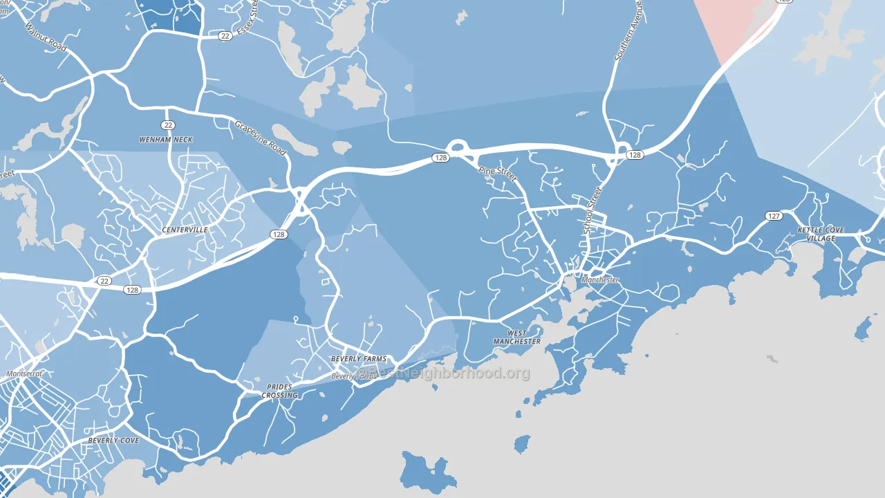 Manchester-By-The-Sea, MA block-group political-lean map