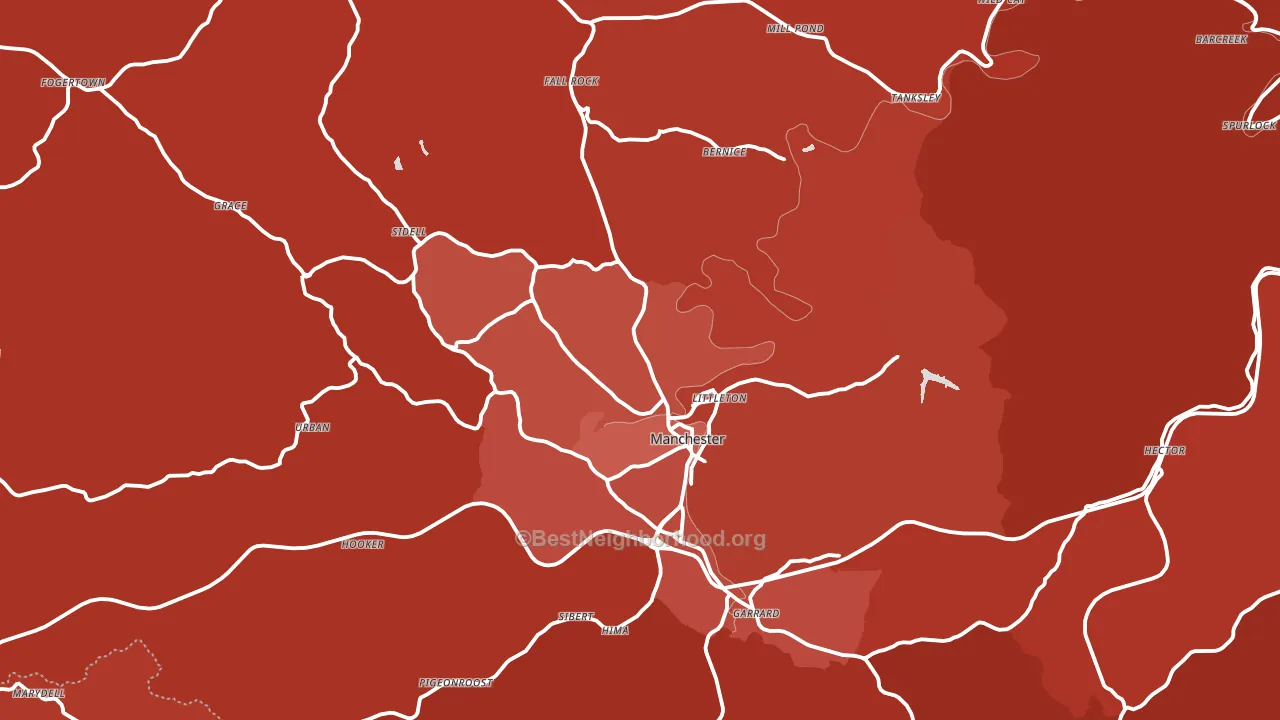 Manchester, KY block-group political-lean map