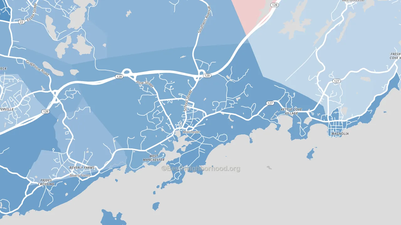 Manchester, MA block-group political-lean map
