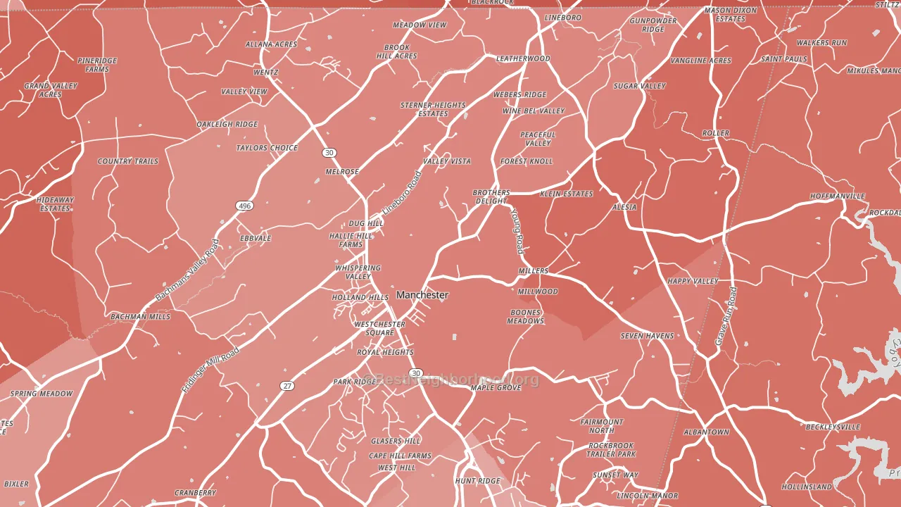 Manchester, MD block-group political-lean map