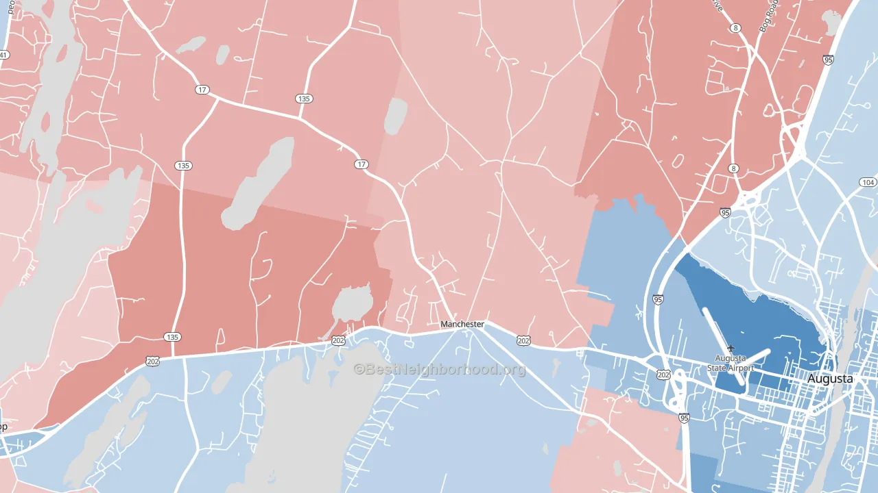 Manchester, ME block-group political-lean map