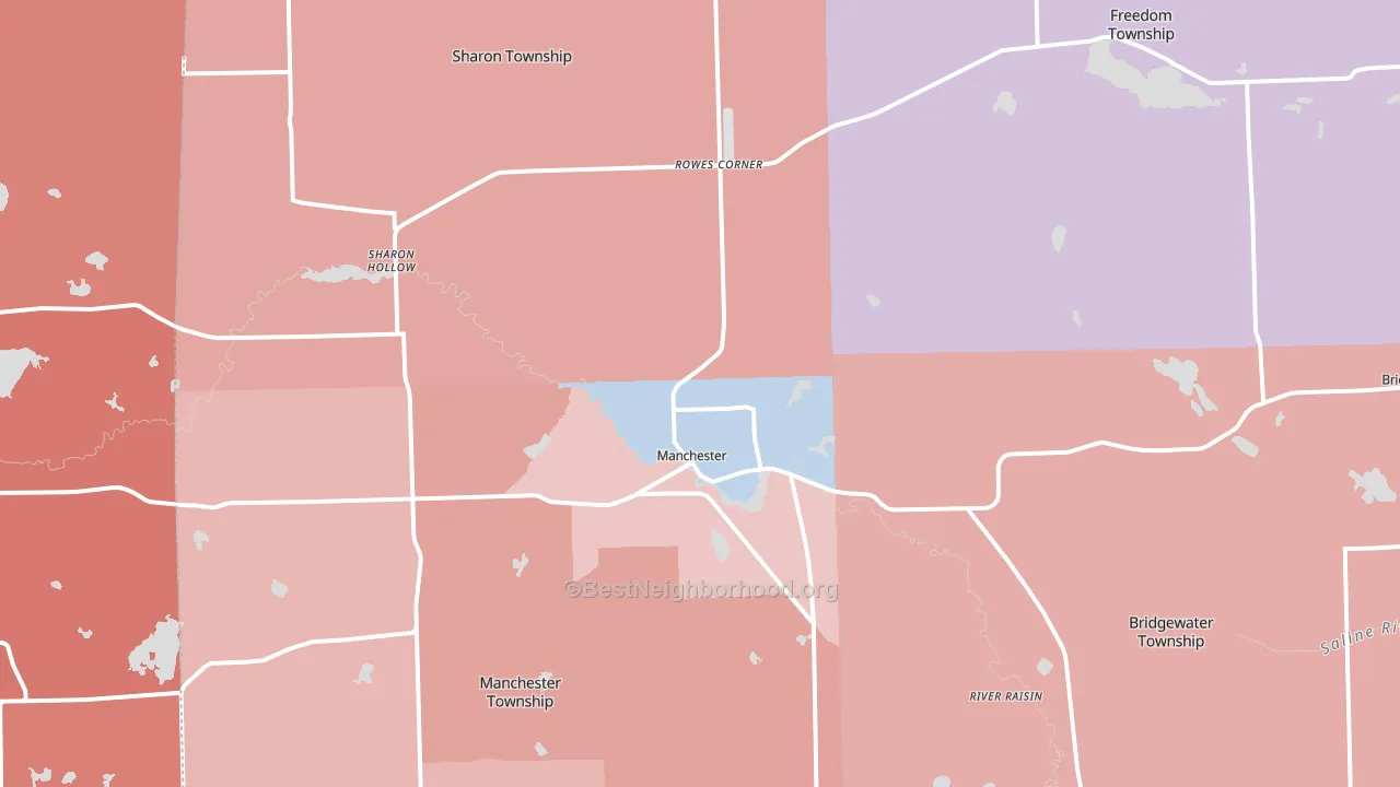 Manchester, MI block-group political-lean map