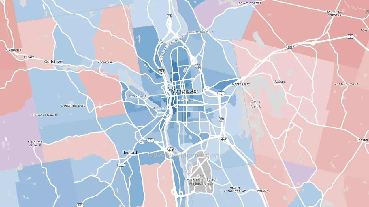 Manchester, NH block-group political-lean map