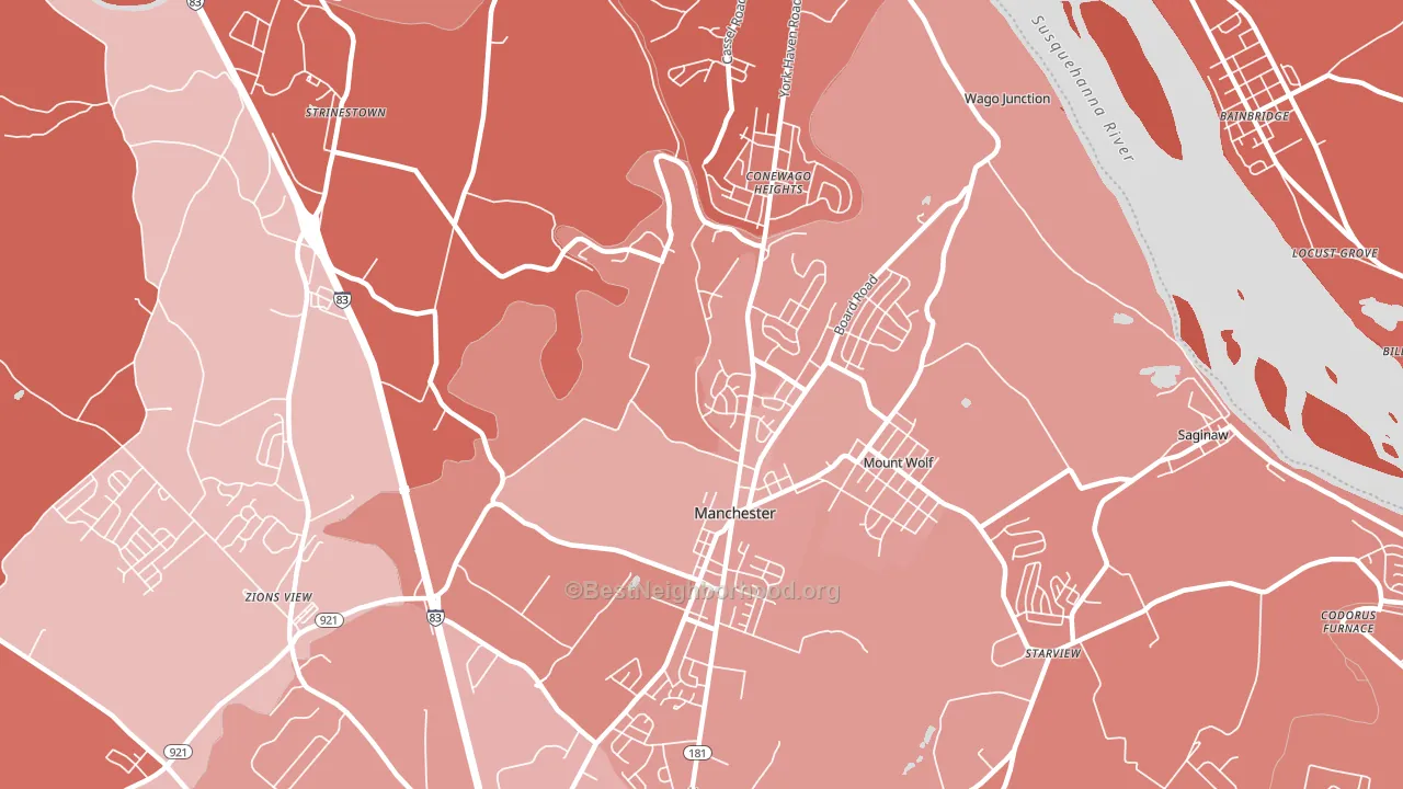 Manchester, PA block-group political-lean map