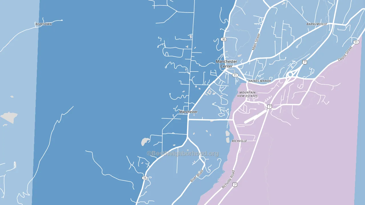 Manchester, VT block-group political-lean map
