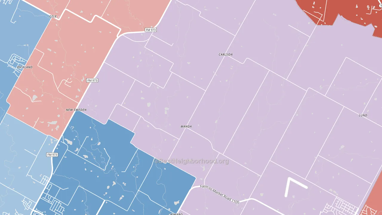 Manda, TX block-group political-lean map