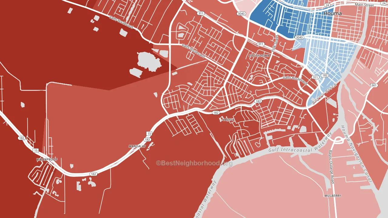Mandalay, LA block-group political-lean map