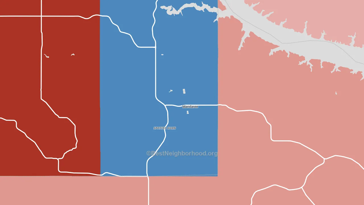 Mandaree, ND block-group political-lean map