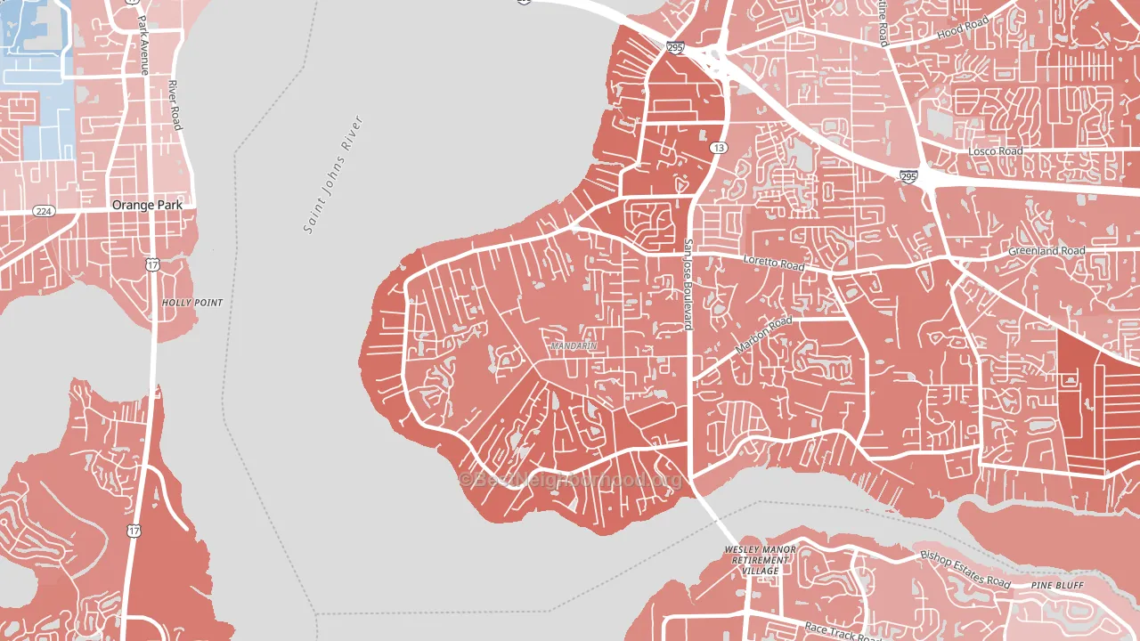 Mandarin, Jacksonville, FL block-group political-lean map