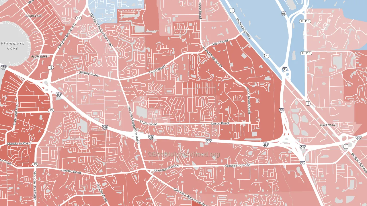 Mandarin Station-Losco, Jacksonville, FL block-group political-lean map