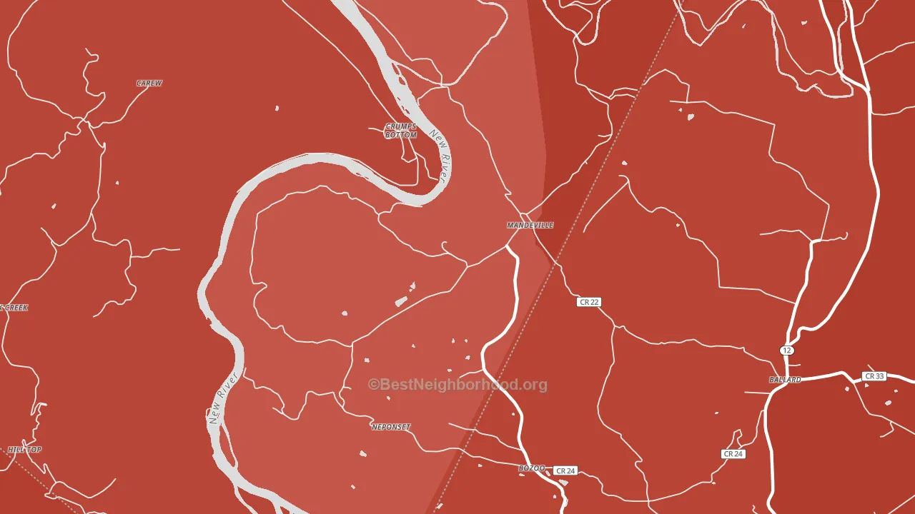 Mandeville, WV block-group political-lean map