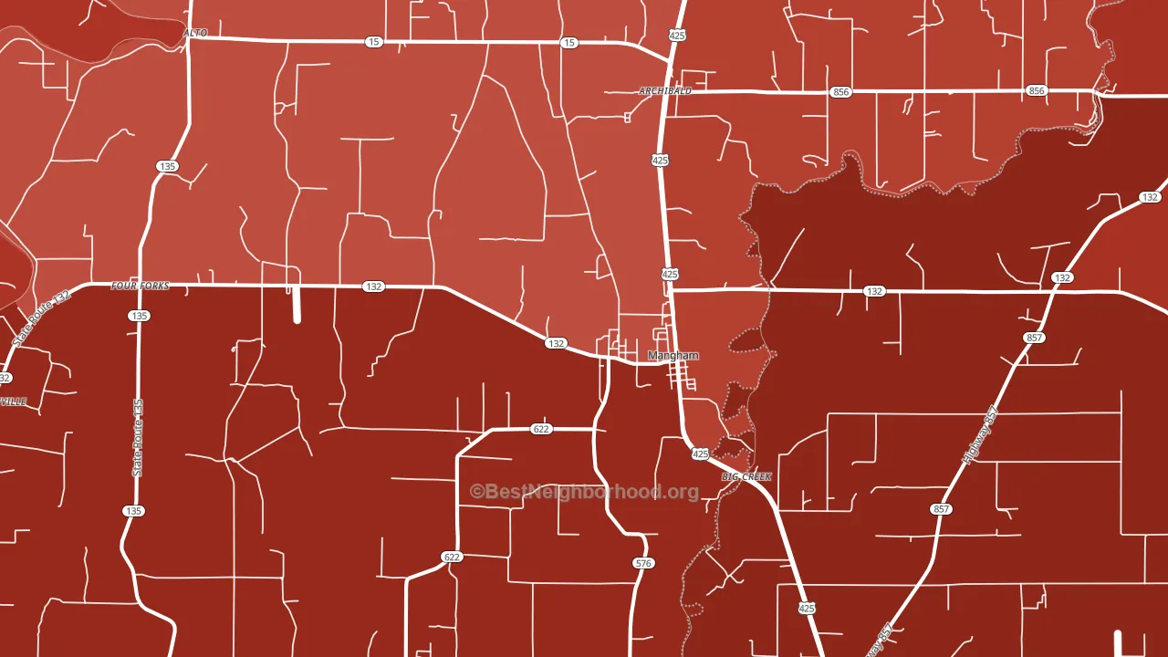 Mangham, LA block-group political-lean map