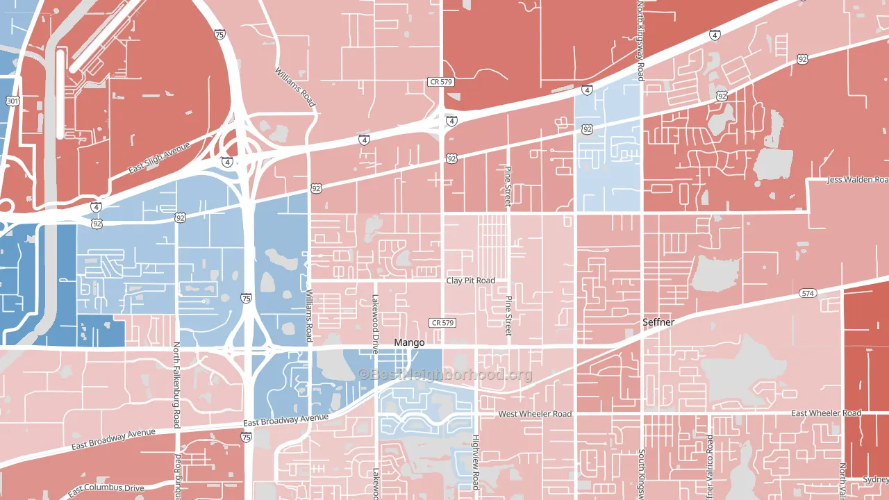Mango, FL block-group political-lean map