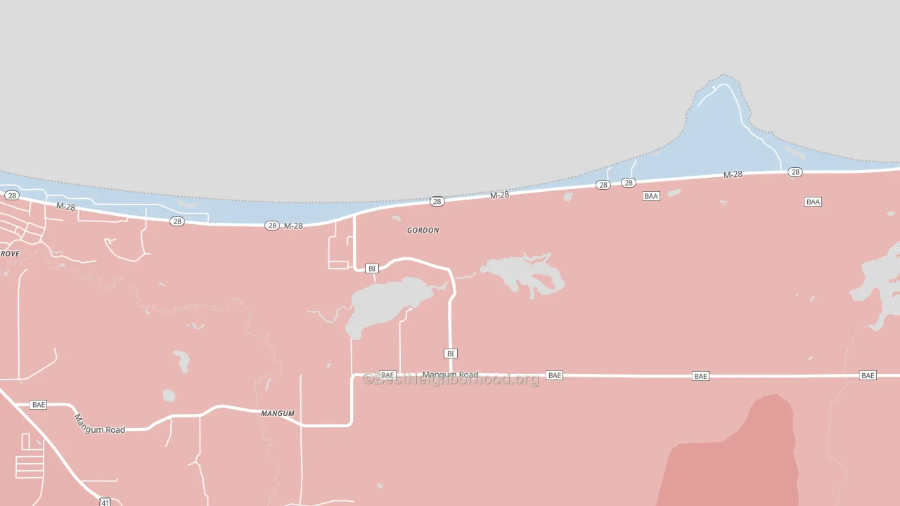 Mangum, MI block-group political-lean map