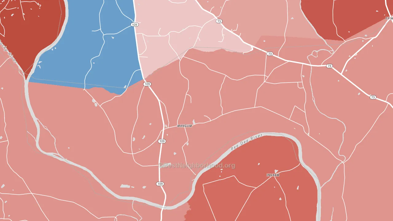 Mangum, NC block-group political-lean map