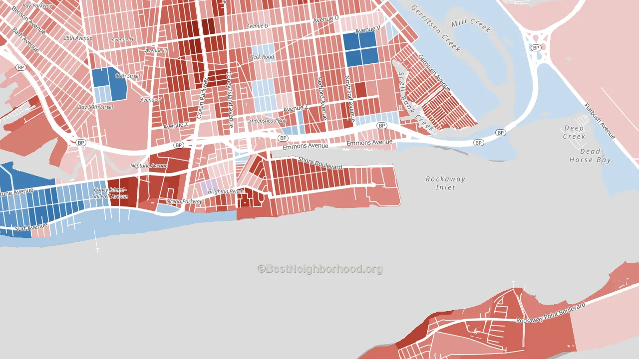 Manhattan Beach, Brooklyn, NY block-group political-lean map