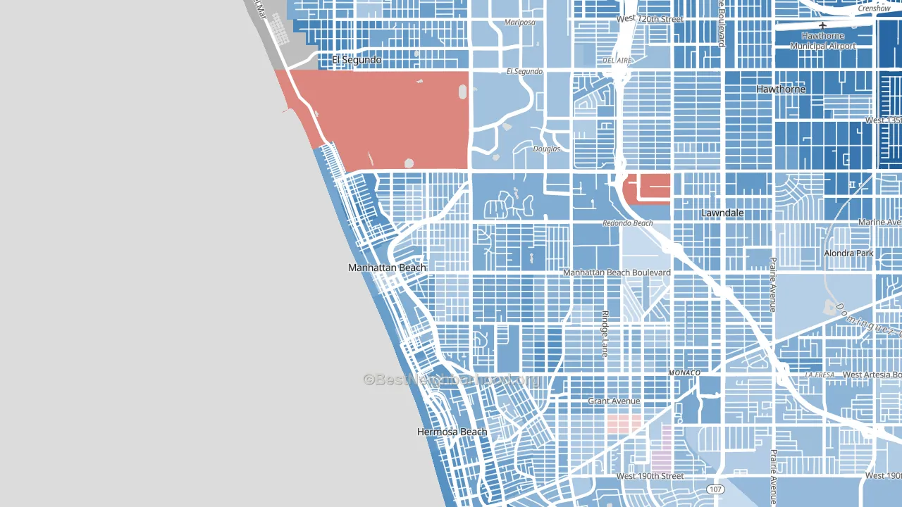 Manhattan Beach, CA block-group political-lean map