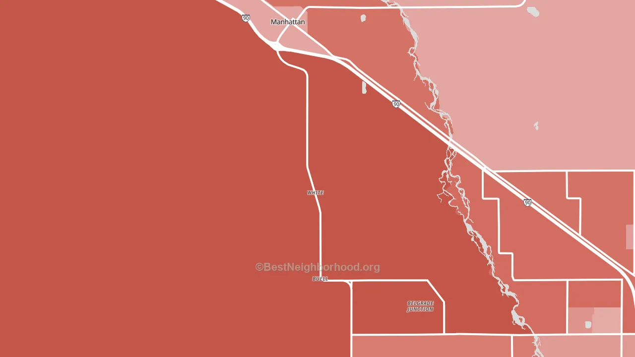 Manhattan, MT block-group political-lean map