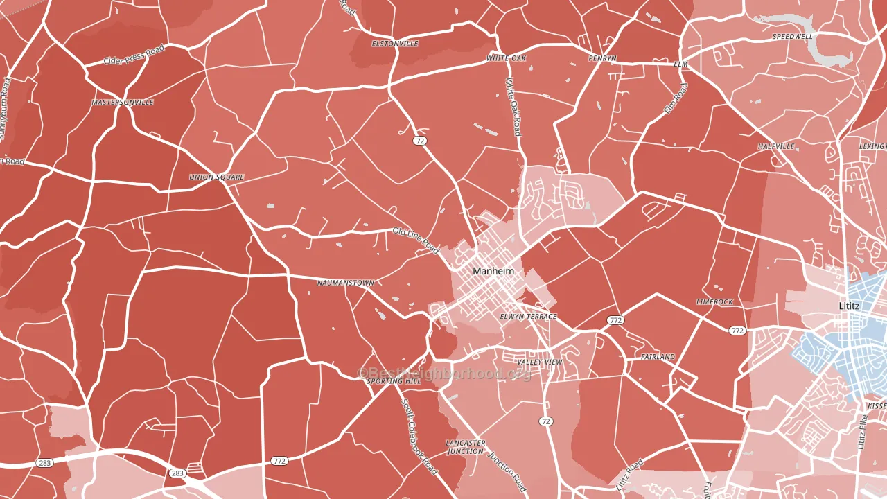 Manheim, PA block-group political-lean map
