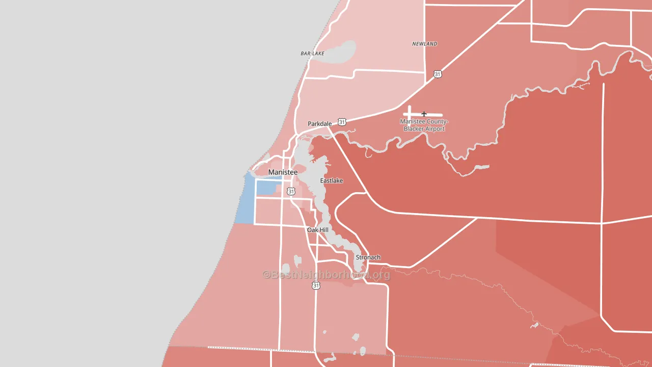 Manistee, MI block-group political-lean map