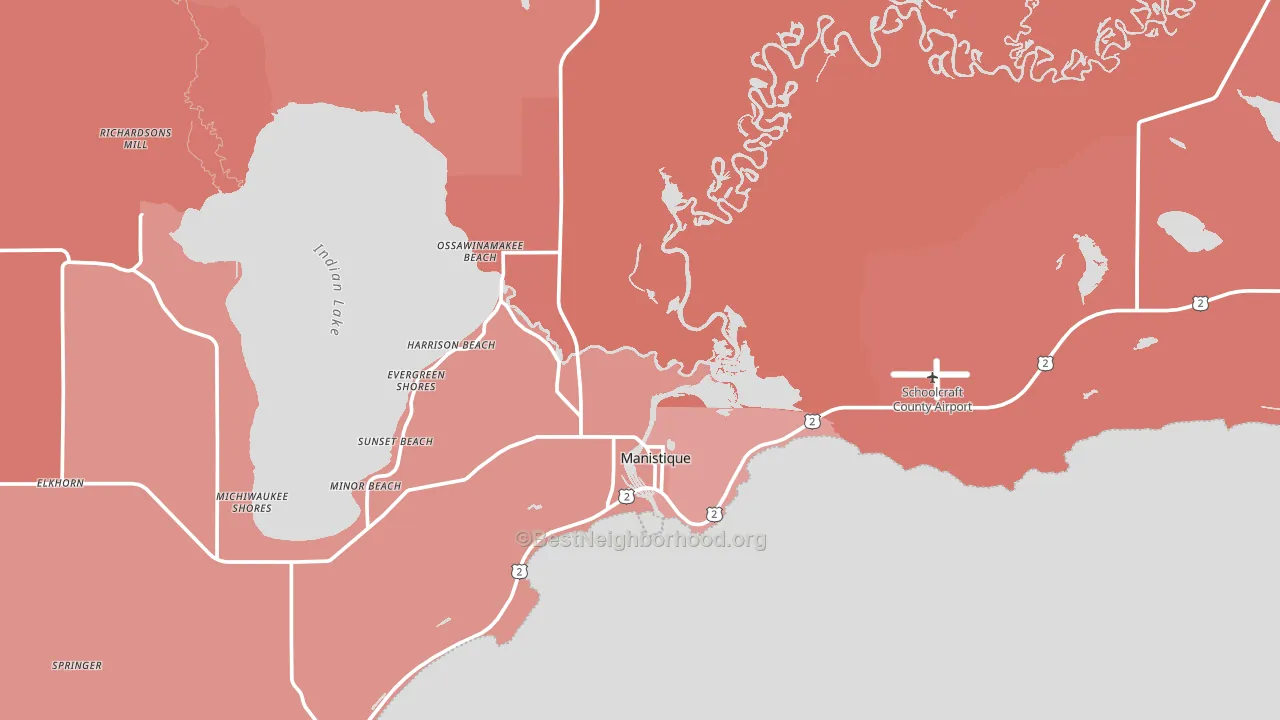 Manistique, MI block-group political-lean map