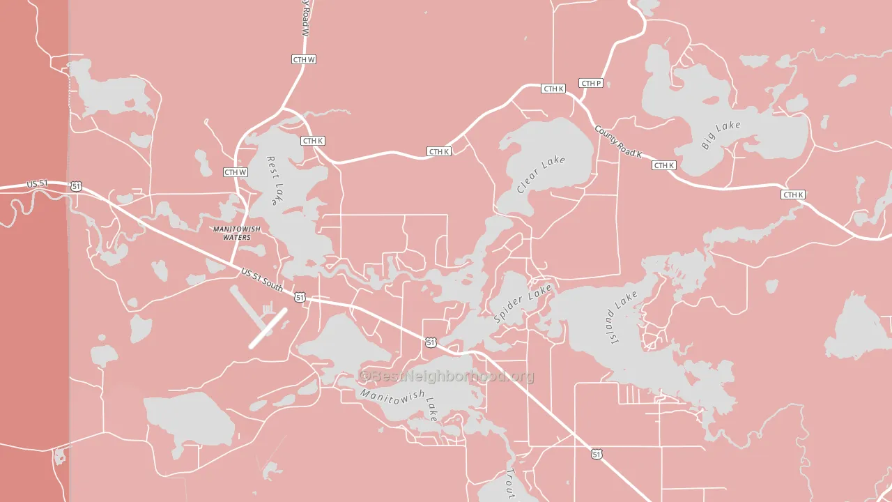 Manitowish Waters, WI block-group political-lean map