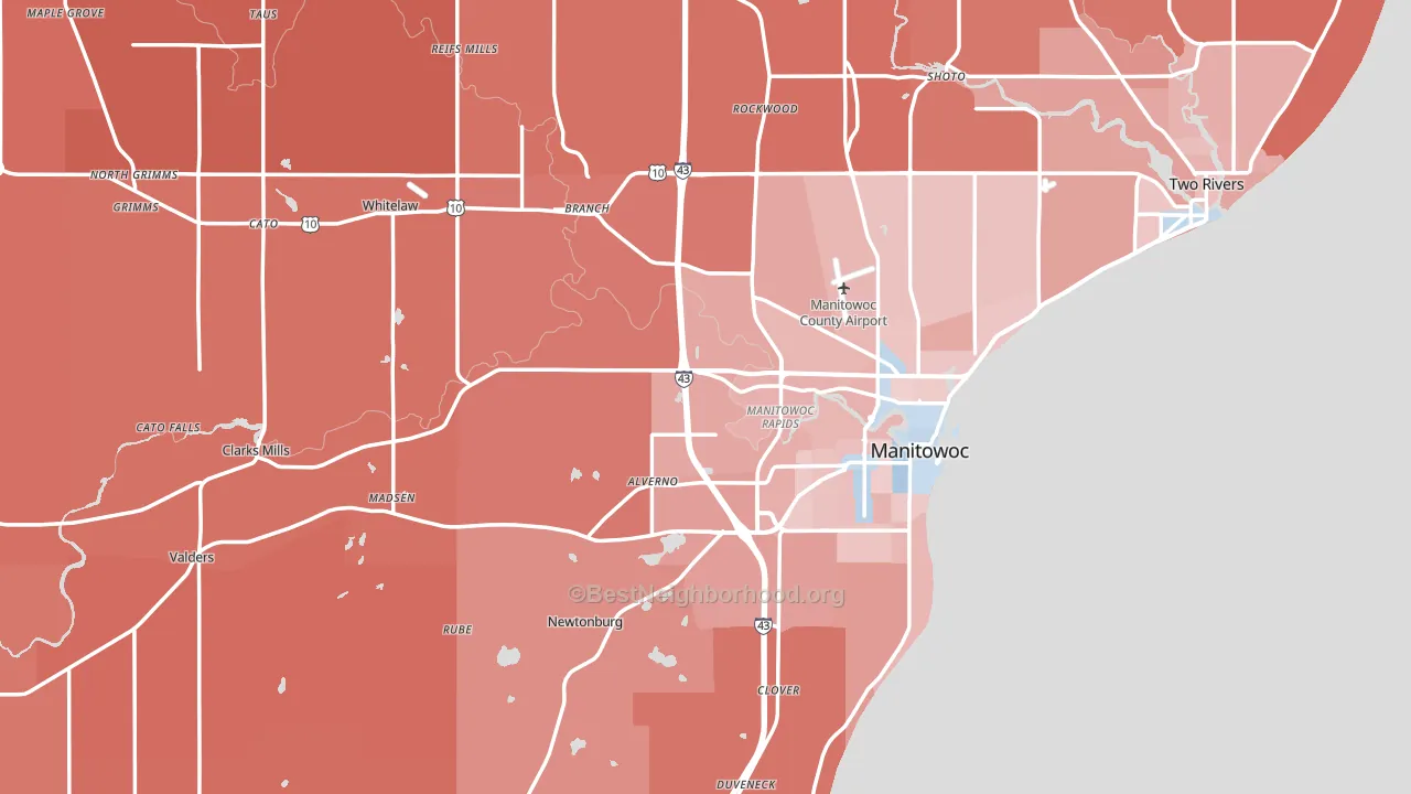 Manitowoc County, WI block-group political-lean map