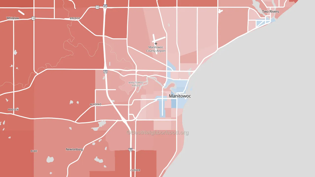 Manitowoc, WI block-group political-lean map