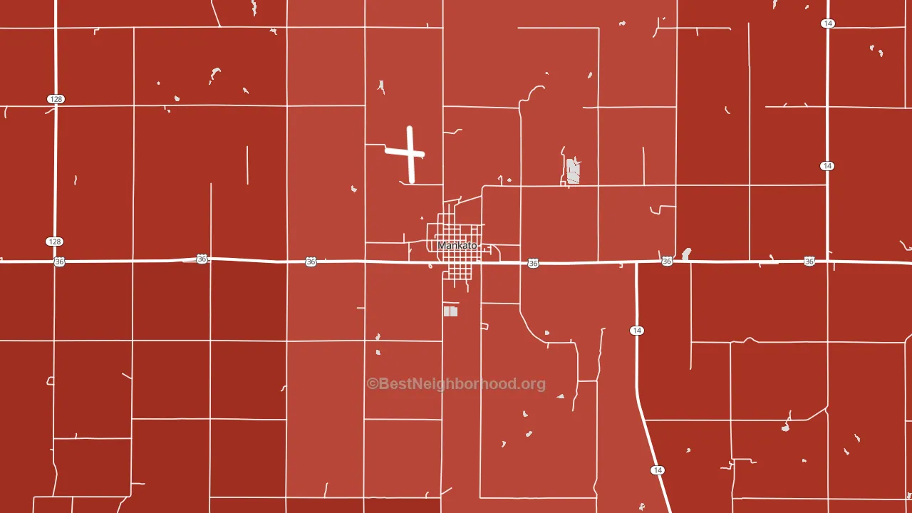 Mankato, KS block-group political-lean map