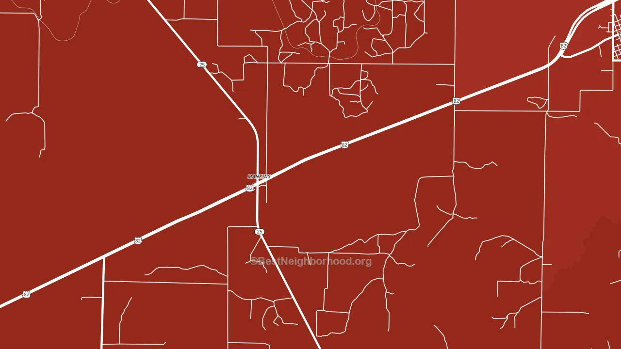 Mankins, TX block-group political-lean map