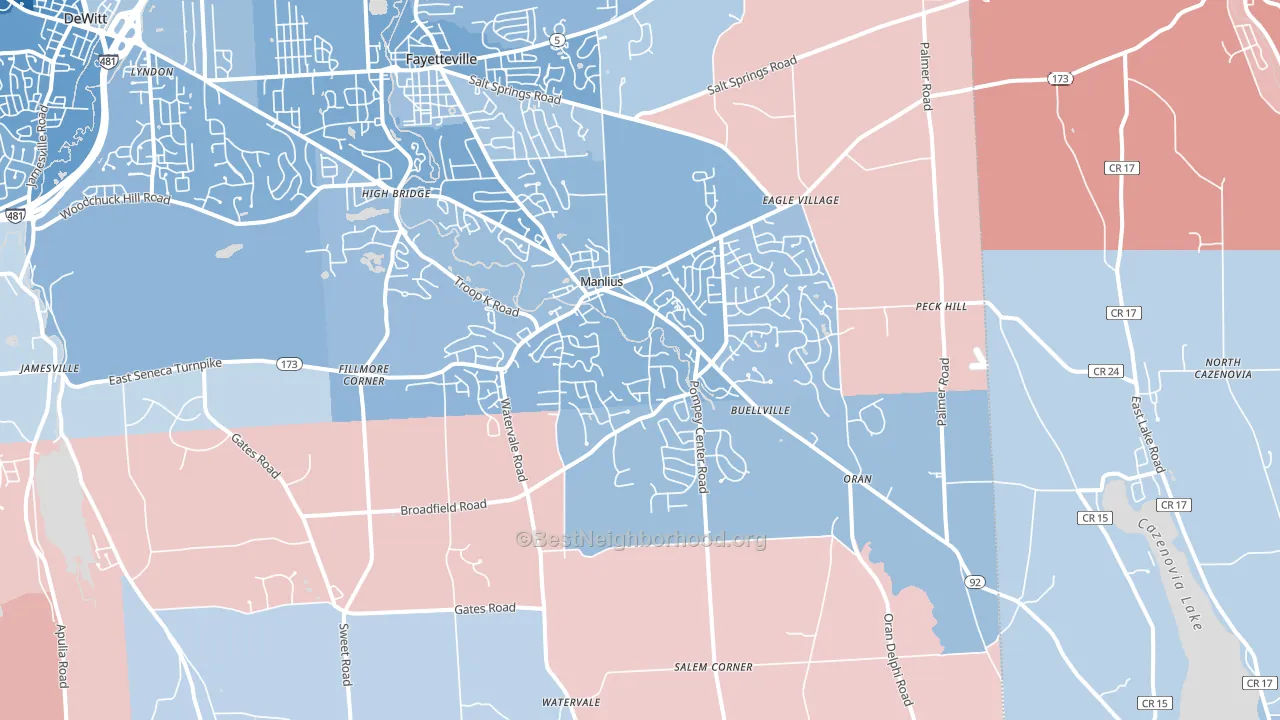 Manlius, NY block-group political-lean map