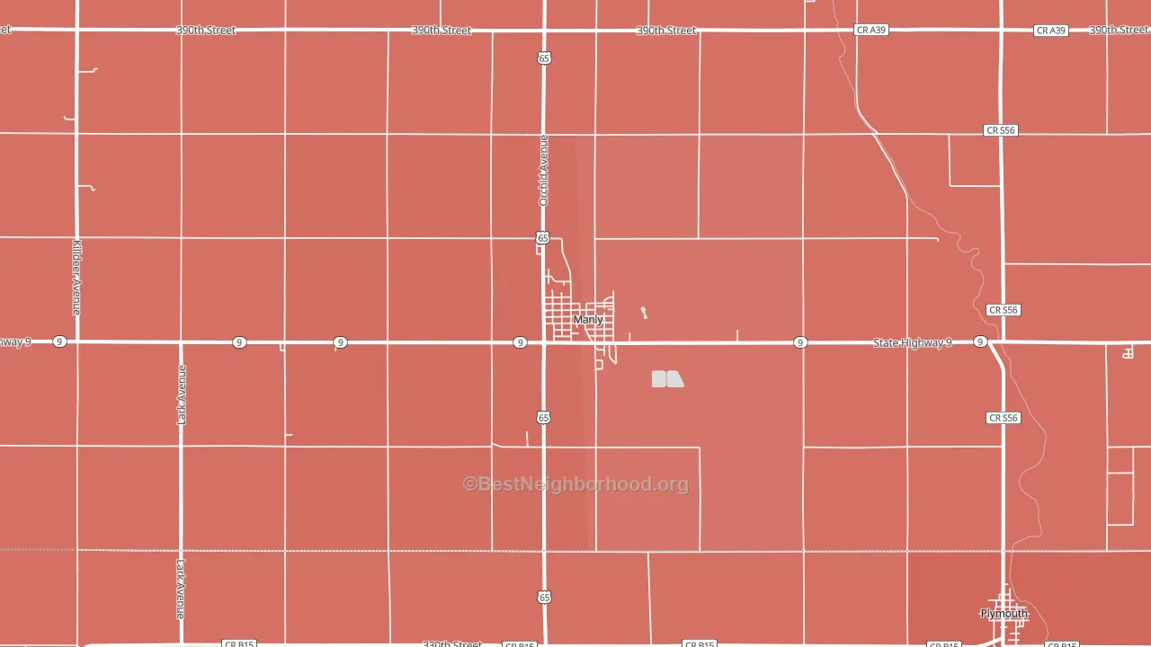 Manly, IA block-group political-lean map