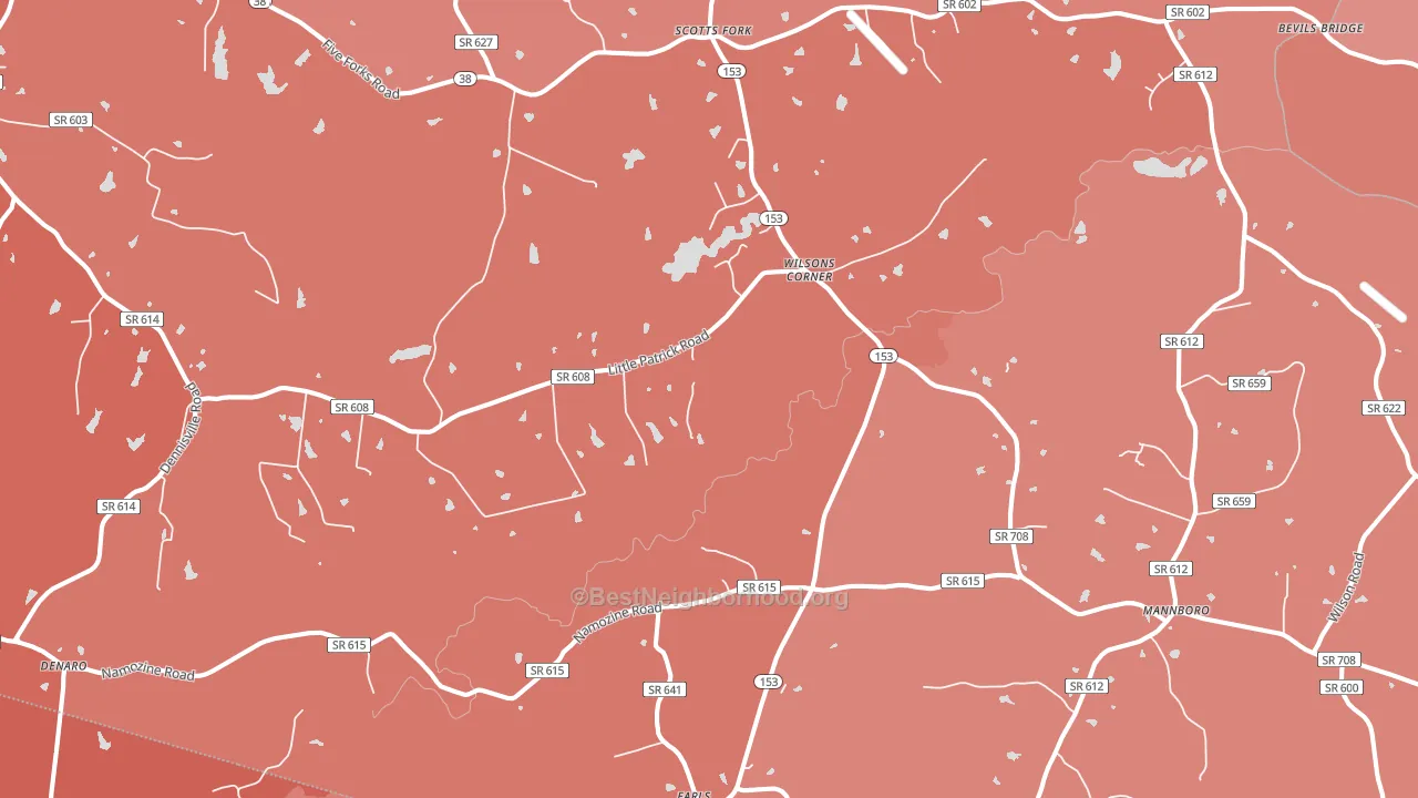 Mannboro, VA block-group political-lean map