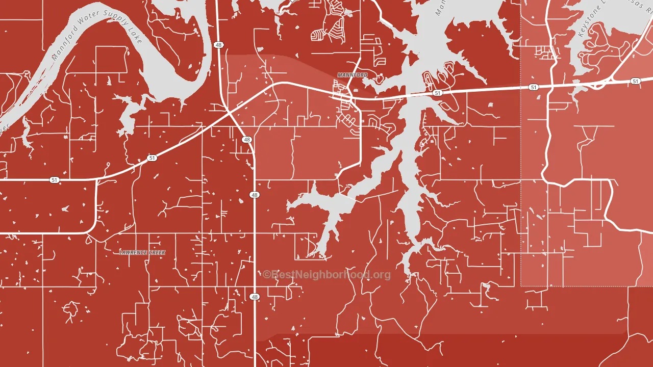 Mannford, OK block-group political-lean map