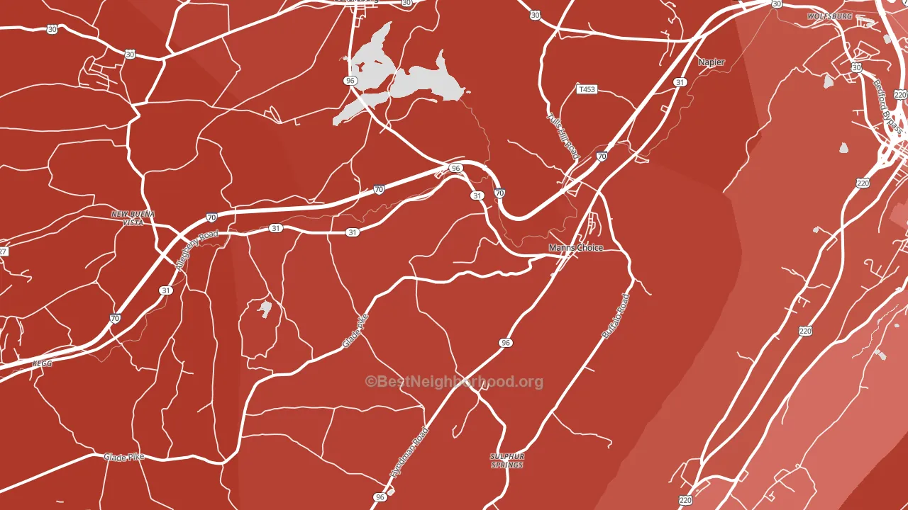 Manns Choice, PA block-group political-lean map