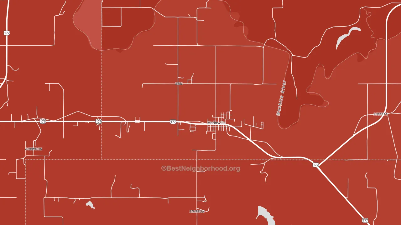 Mannsville, OK block-group political-lean map
